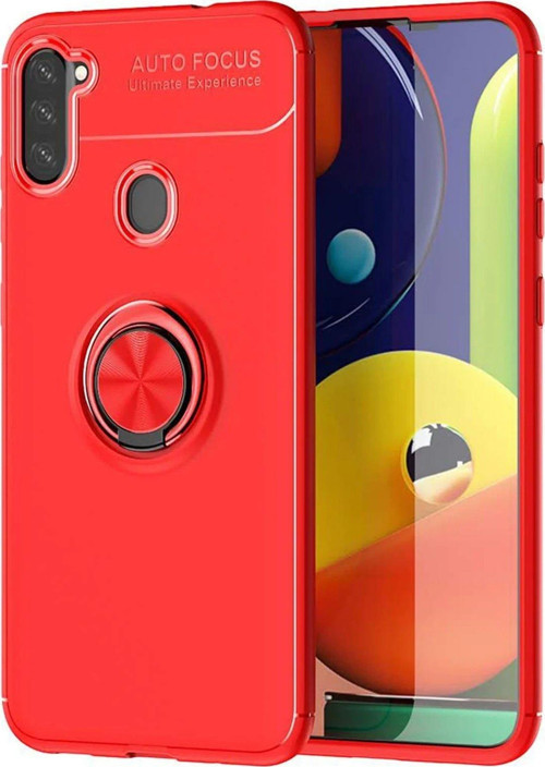 Galaxy A11 Kılıf Range Yüzüklü Silikon - Kırmızı-(5796)