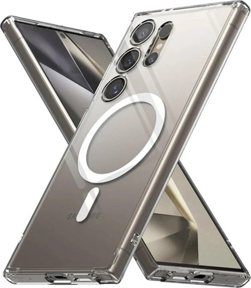Galaxy S24 Kılıf Magneticsafe Şeffaf Silikon - Şeffaf-(5796)