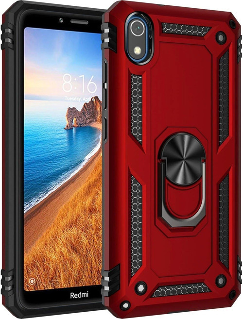Redmi 7A Kılıf Sofya Yüzüklü Silikon Kapak - Kırmızı-(5796)