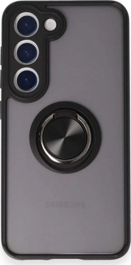 Galaxy S24 Fe Kılıf Montreal Yüzüklü Silikon Kapak - Siyah-(5796)