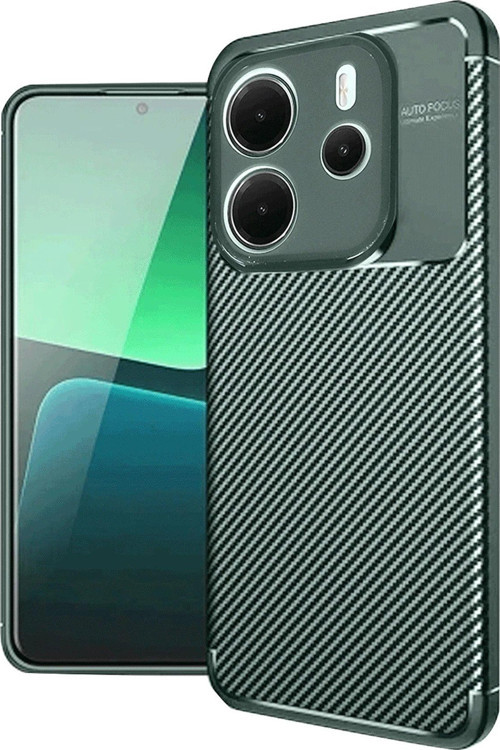 Redmi Note 14 4G Kılıf Auto Focus Karbon Kapak - Koyu Yeşil-(5796)