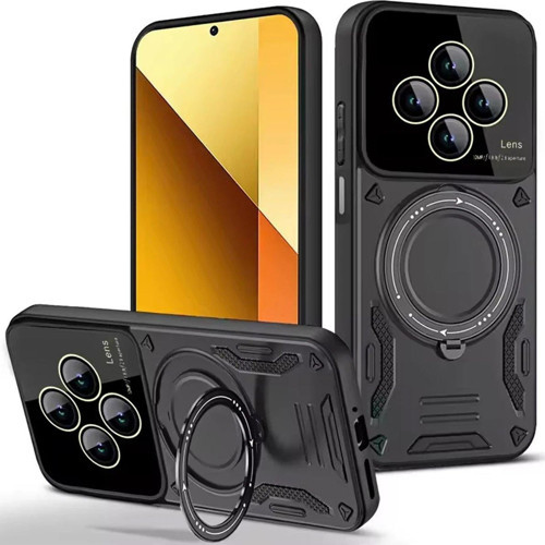 Redmi 14C Kılıf Joy Lens Standlı Kapak - Siyah-(5796)