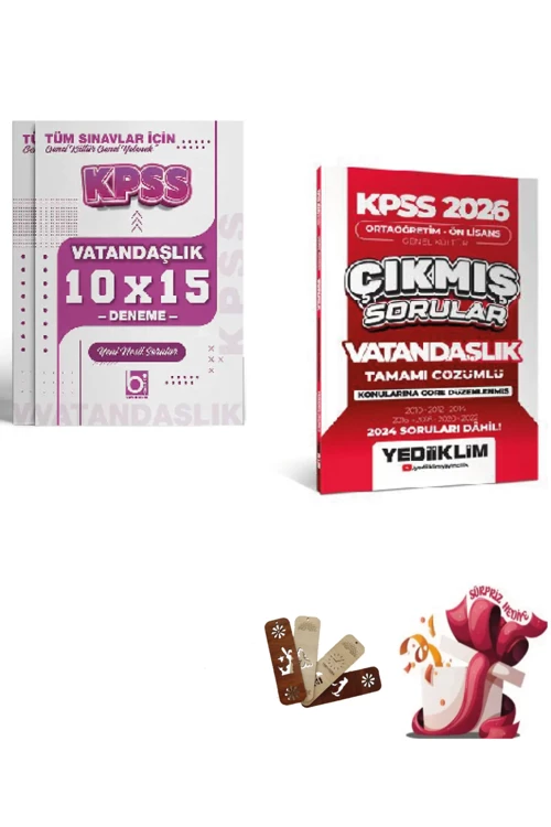 Yediiklim 2026 KPSS GYGK Ortaöğretim Önlisans Vatandaşlık Çıkmış Sorular ve Deneme Seti Bigelio ve Y