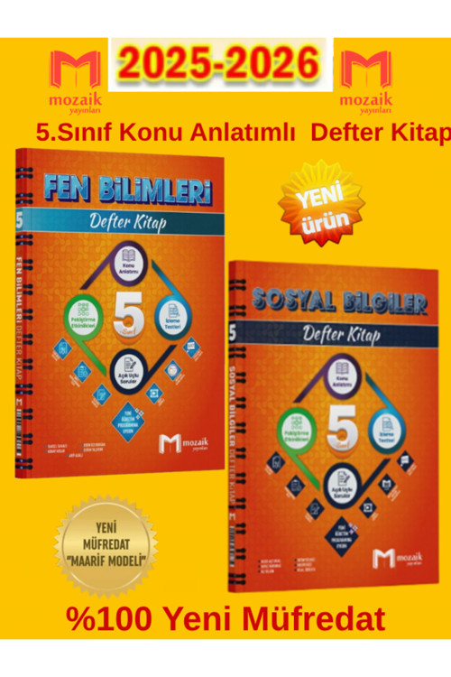 Maarif Model 2025-2026 Müfredat 5.Sınıf (F-S) 2 Kitap Konu Anlatımlı Defter Kitap Seti+Kalem