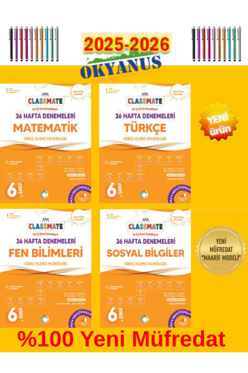 6.Sınıf Güncel Müfredat M-T-F-S %100 Yeni Maarif Müfredat 36 Hafta Deneme+Tablet Kalemi