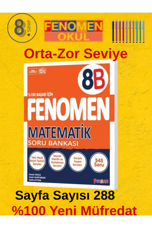 Lgs Hazırlık 8.Sınıf Matematik Fenomen B Soru Bankası (Orta-Zor)+Tablet Kalemi