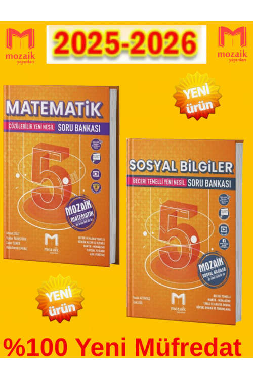 Mozaik Yayınları 2025-2026 Müfredat 5.Sınıf (M-S) Soru Bankası Seti+Tablet Kalemi