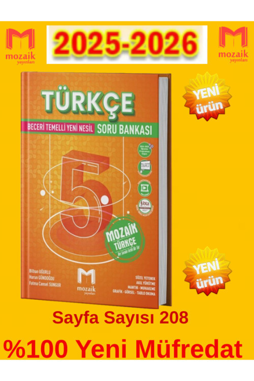 Mozaik Yayınları 2025-2026 Müfredat 5.Sınıf Türkçe %100 Yeni Müfredat Soru Bankası +Kalem