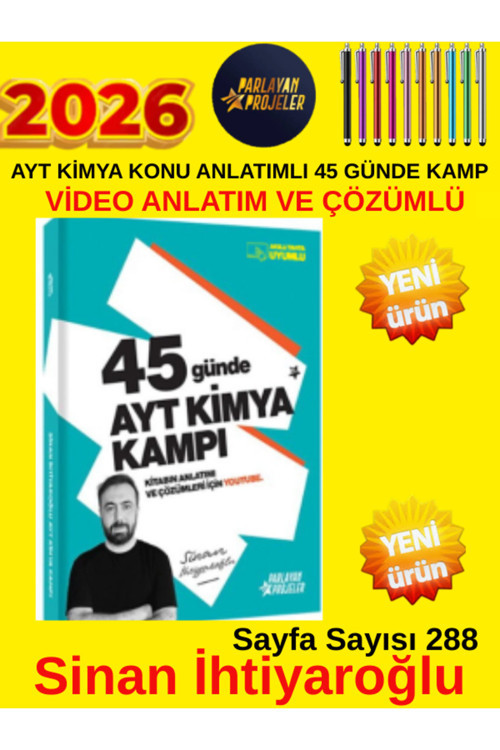 2026 Güncel Parlayan Proje Ayt Kimya Konu Anlatımlı(Sinan İhtiyaroğlu)45 Günde Kamp+Kalem