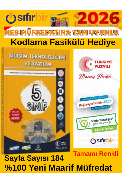 Sıfır Bir 5.Sınıf 2025-2026 Bilişim Teknolojileri Ve Yazılım Türkiye Yüzyılı Maarif Müfredat