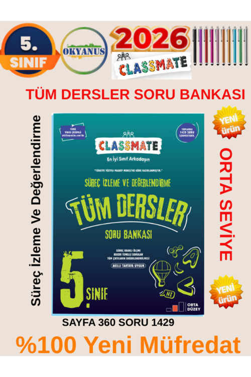 2026 5.Sınıf Tüm Dersler Classmate Orta Düzey %100 Yeni Müfredat Soru Bankası+Android Kalem