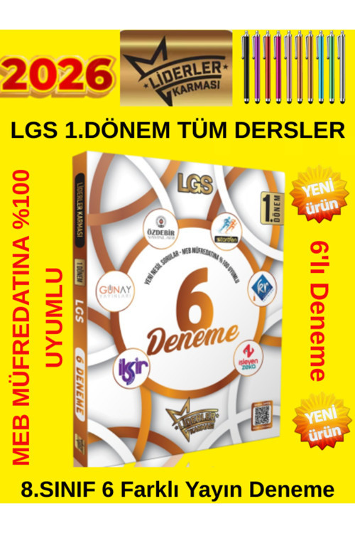 8.Sınıf Liderler Karması 1.Dönem 6 Farklı Yayın Deneme Tüm Dersler+Android Kalem