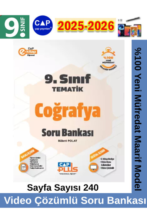9.Sınıf 2025-2026 Coğrafya Video Çözümlü Marif Müfredat Soru Bankası Seti+Kalem