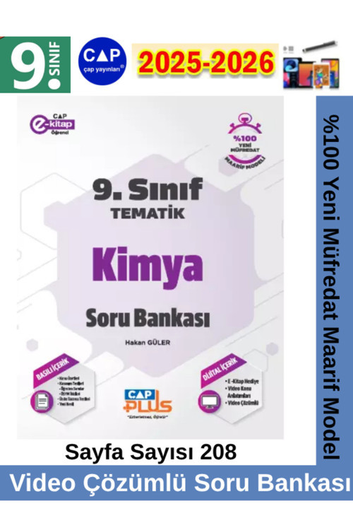 9.Sınıf 2025-2026 Kimya Video Çözümlü Marif Müfredat Soru Bankası Seti+Kalem
