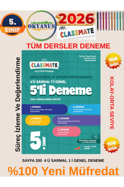 5. Sınıf Classmate Süreç İzleme Ve Gelişim Değerlendirme 5’Li Deneme