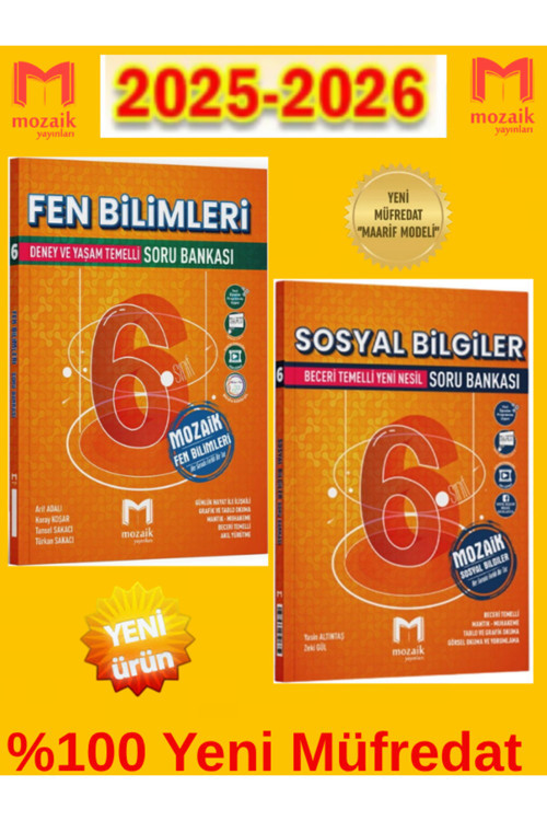 Güncel Mozaik Yeni Müfredat 6.Sınıf Fen-Sosyal 2 Kitap Soru Bankası Seti+Android Kalem