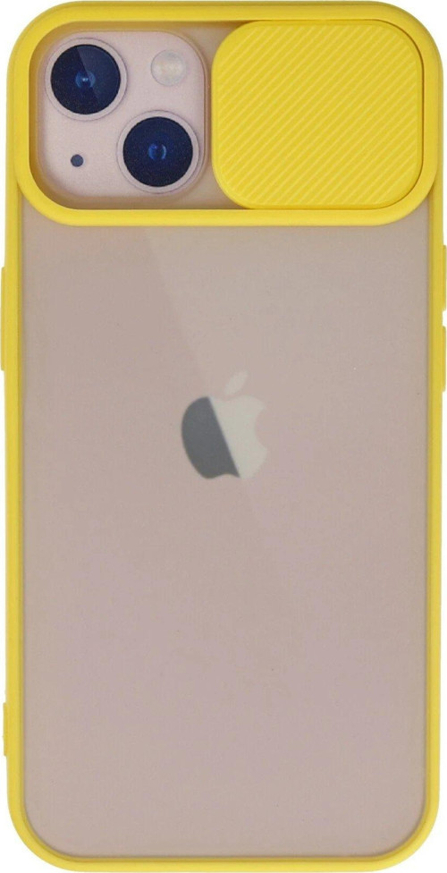 Iphone 13 Kılıf Palm Buzlu Kamera Sürgülü Silikon - Sarı-(5796)