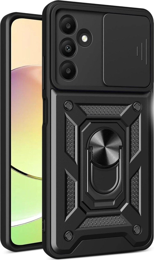 Galaxy M15 Kılıf Pars Lens Yüzüklü Silikon - Siyah-(5796)