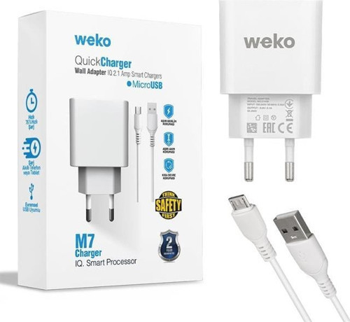 Wk-21436 2.1 Amper Telefon Şarj Adaptörü + Micro Usb Kablo