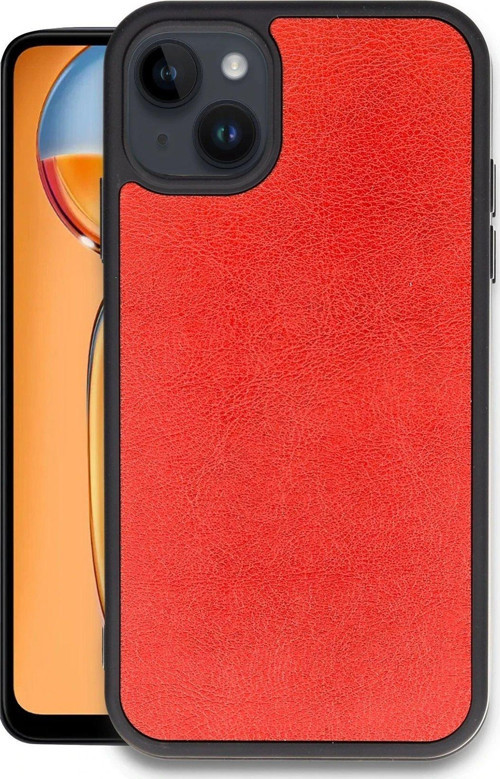 Iphone 15 Kılıf Aras Deri Kapak - Kırmızı-(5796)