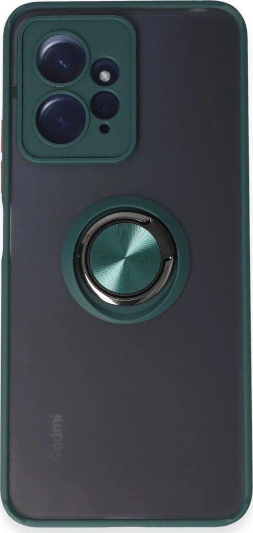 Redmi Note 12 4G Kılıf Montreal Yüzüklü Silikon Kapak - Yeşil-(5796)