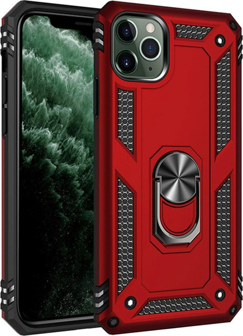 Iphone 11 Kılıf Sofya Yüzüklü Silikon Kapak - Kırmızı-(5796)