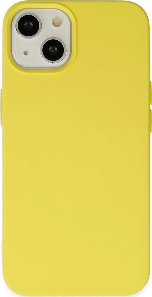 Iphone 14 Kılıf Nano Içi Kadife Silikon - Sarı-(5796)