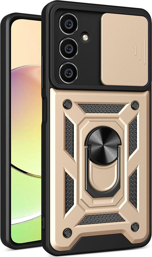 Galaxy A05 Kılıf Pars Lens Yüzüklü Silikon - Gold-(5796)