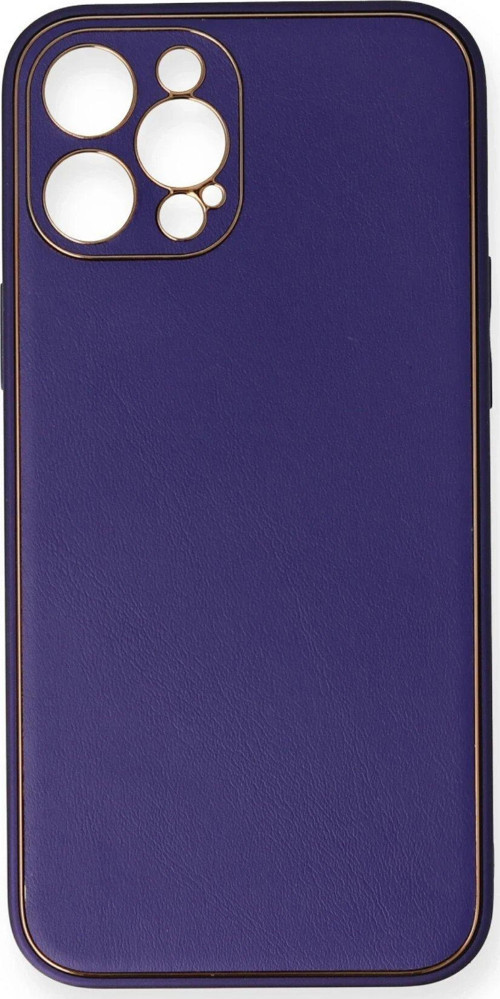 Iphone 12 Kılıf Coco Deri Silikon Kapak - Mor-(5796)