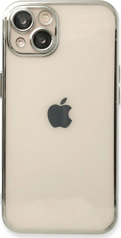 Iphone 13 Kılıf Lensli Silikon - Gümüş-(5796)