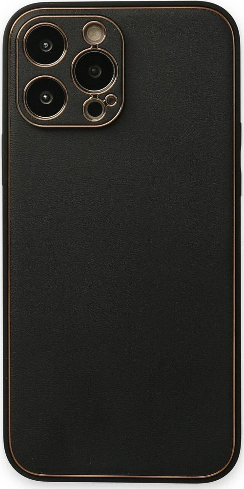 Iphone 14 Kılıf Coco Deri Silikon Kapak - Siyah-(5796)