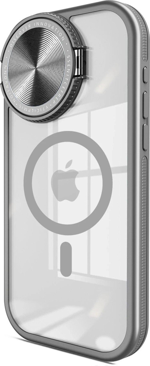 Iphone 15 Kılıf Teleskop Lens Magsafe Silikon Kapak - Titan Gri-(5796)