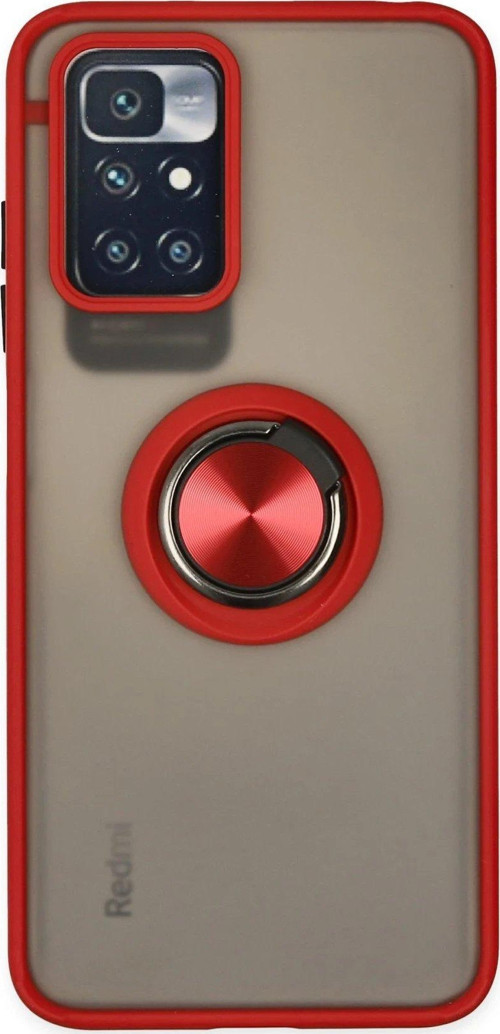 Redmi 10 2022 Kılıf Montreal Yüzüklü Silikon Kapak - Kırmızı-(5796)