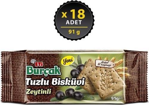 Burçak Zeytinli Tuzlu Bisküvi 91 gr x 18 Adet