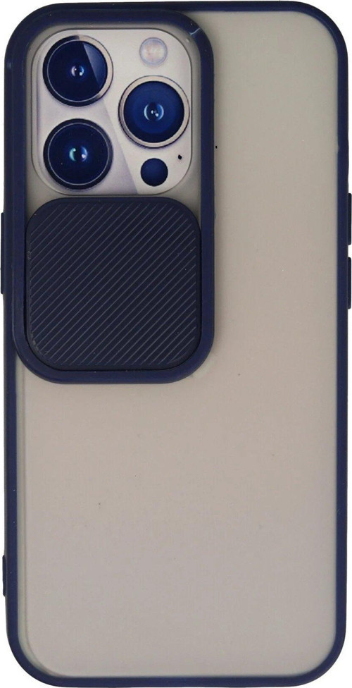 Iphone 13 Kılıf Palm Buzlu Kamera Sürgülü Silikon - Lacivert-(5796)
