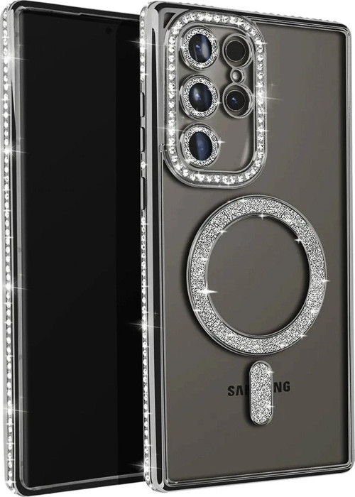 Galaxy S23 Joke Simli Magneticsafe Kılıf - Siyah-(5796)
