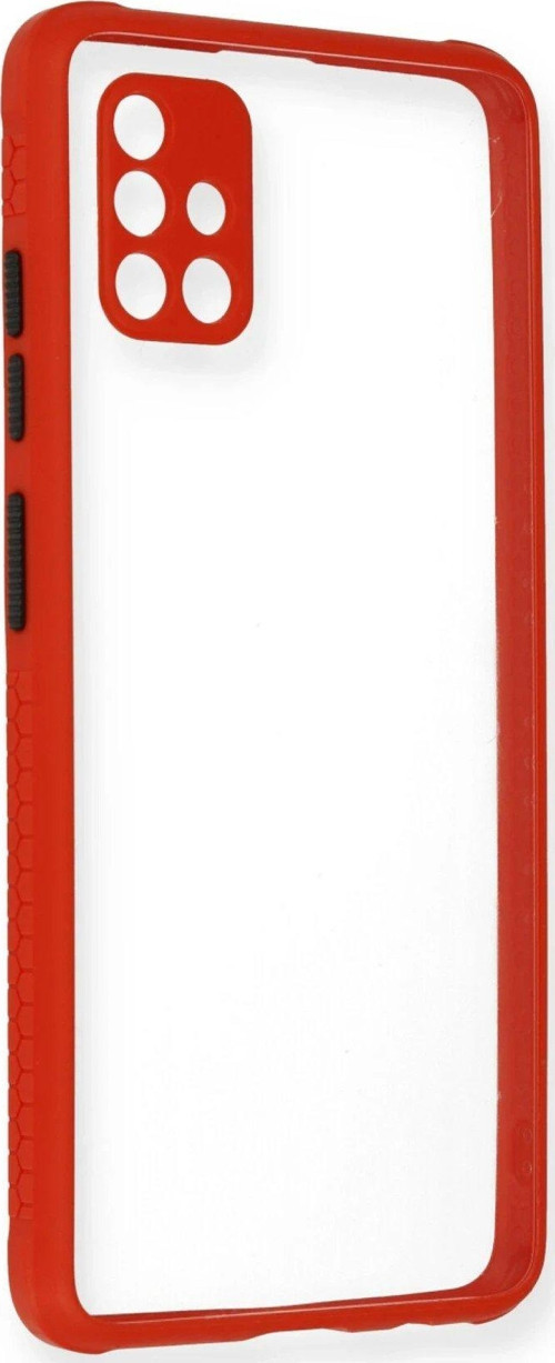 Galaxy A71 Kılıf Miami Şeffaf Silikon - Kırmızı-(5796)