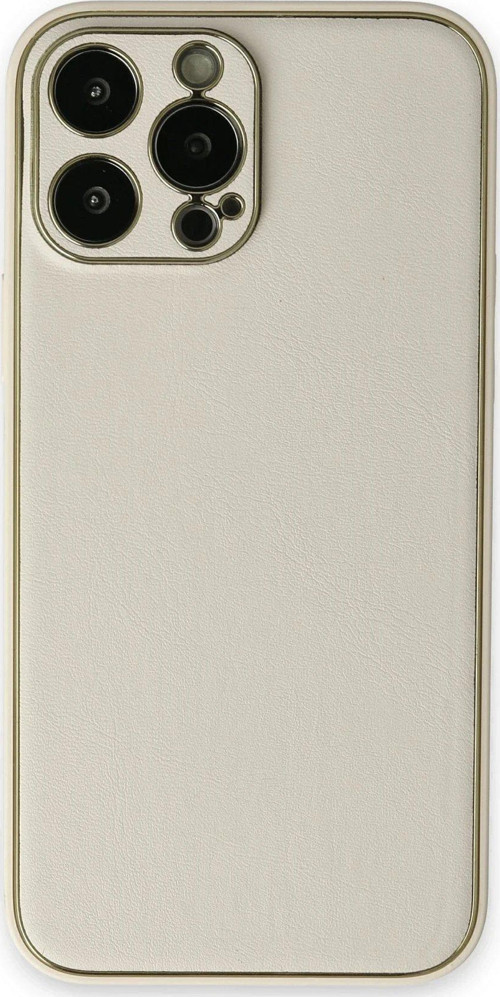 Iphone 13 Kılıf Coco Deri Silikon Kapak - Beyaz-(5796)