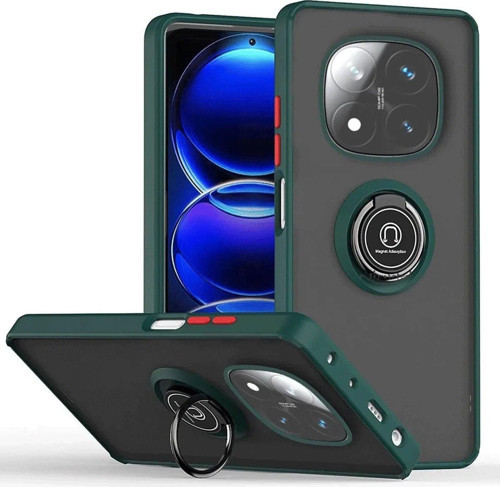 Redmi Note 14 Kılıf Montreal Yüzüklü Silikon Kapak - Yeşil-(5796)