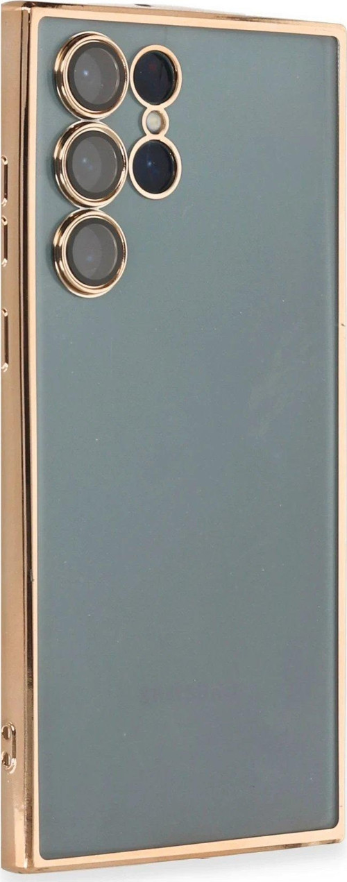 Galaxy S22 Kılıf Lensli Silikon - Gold-(5796)