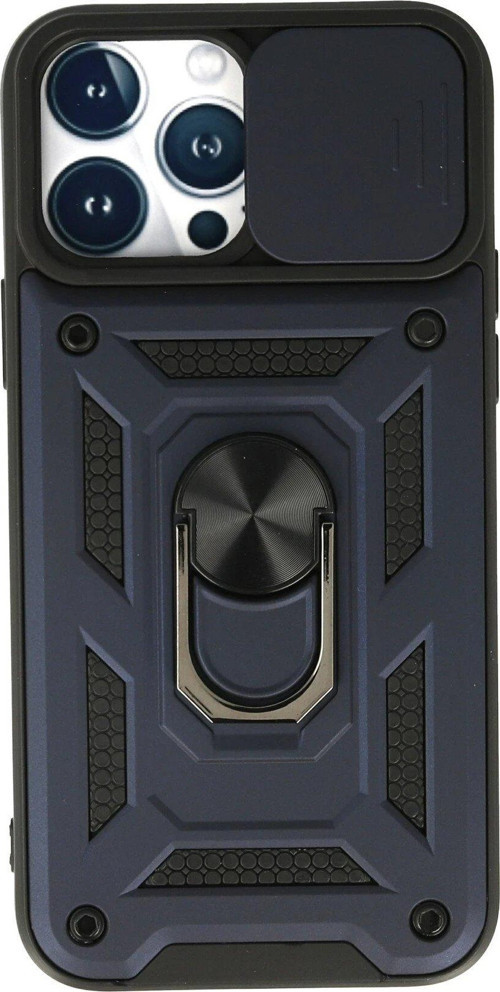 Iphone 13 Kılıf Pars Lens Yüzüklü Silikon - Lacivert-(5796)