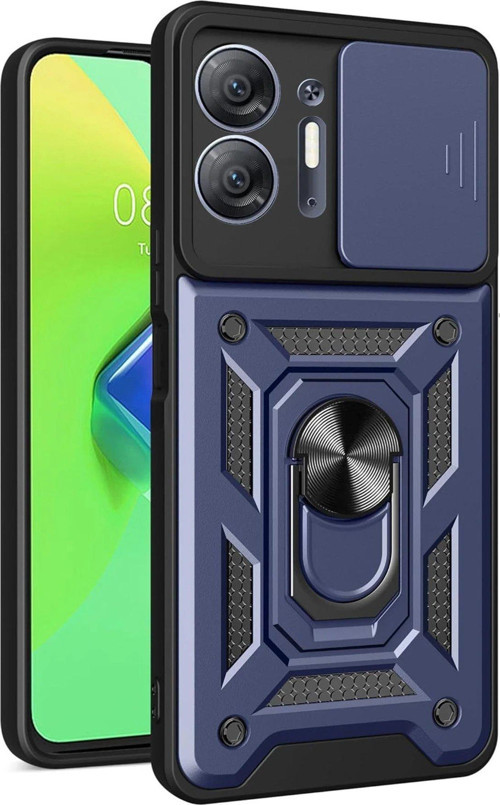 İnfinix Hot 30 5G Kılıf Pars Lens Yüzüklü Silikon - Lacivert-(5796)