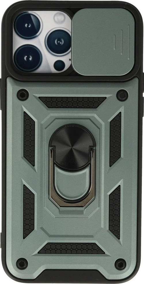 Iphone 13 Kılıf Pars Lens Yüzüklü Silikon - Yeşil-(5796)
