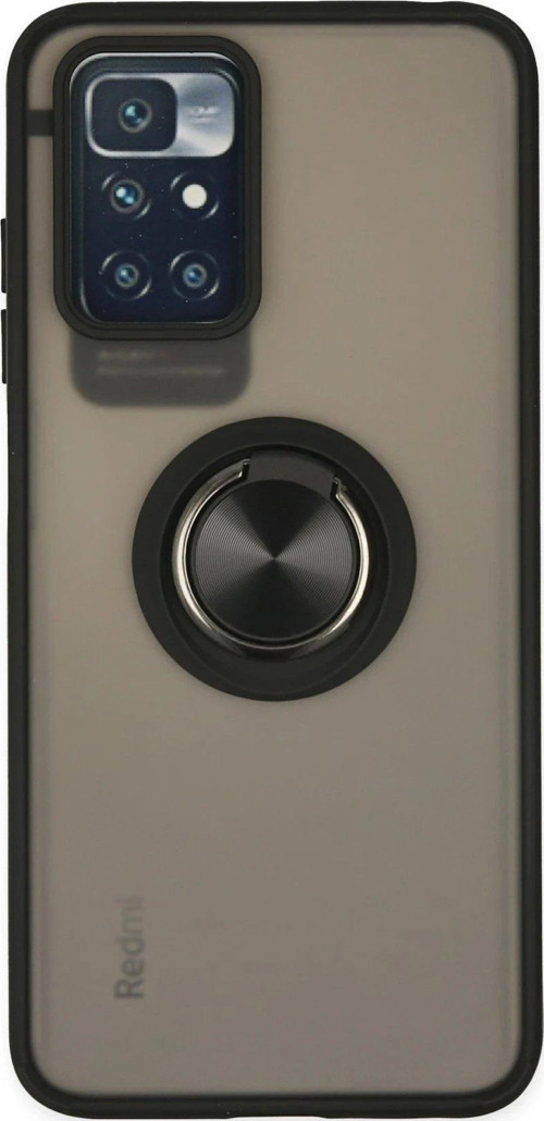 Redmi 10 2022 Kılıf Montreal Yüzüklü Silikon Kapak - Siyah-(5796)