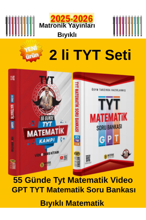 Matronik Yayınları 2025-2026 Bıyıklı Gpt Tyt Matematik Soru Bankası-55 Günde Tyt Matematik Video