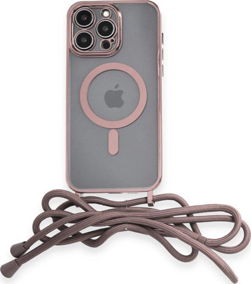 Iphone 12 Kılıf Divo Lazer Askılı Magsafe Kapak - Pembe-(5796)
