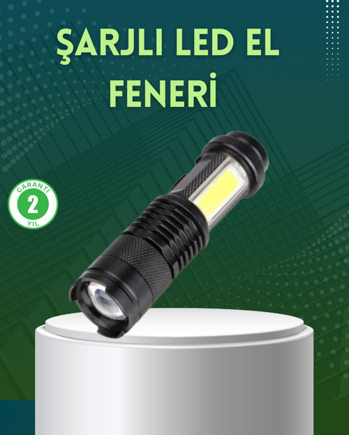 4 Modlu Usb Şarjlı Led El Feneri Kamp Ve