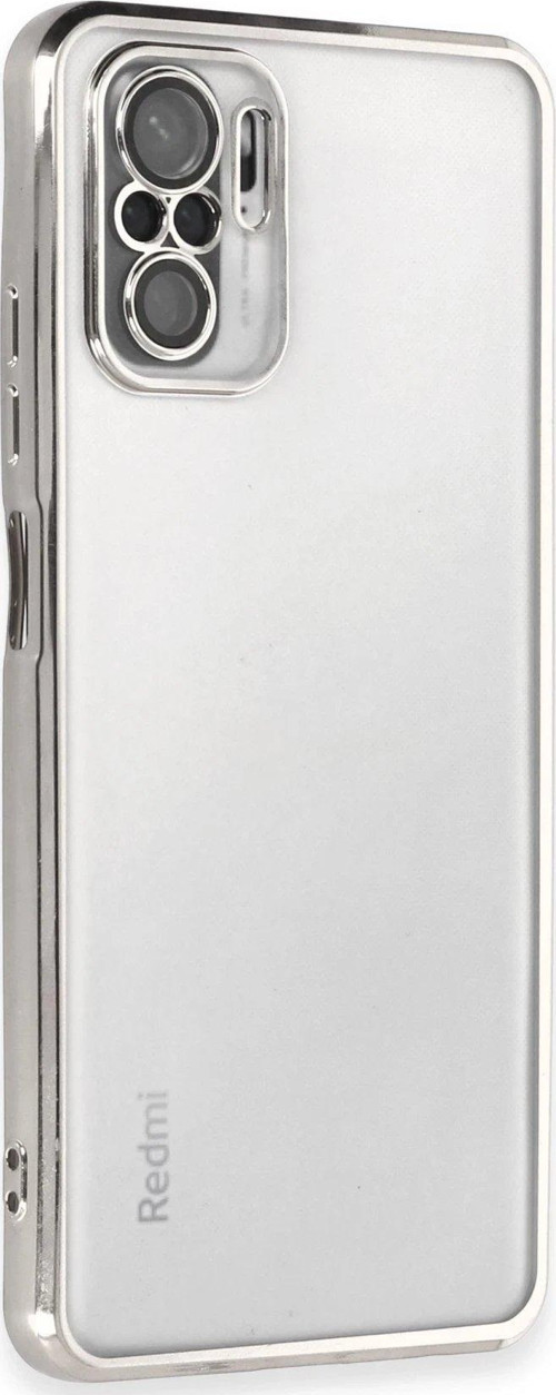 Redmi Note 10 Kılıf Lensli Silikon - Gümüş-(5796)