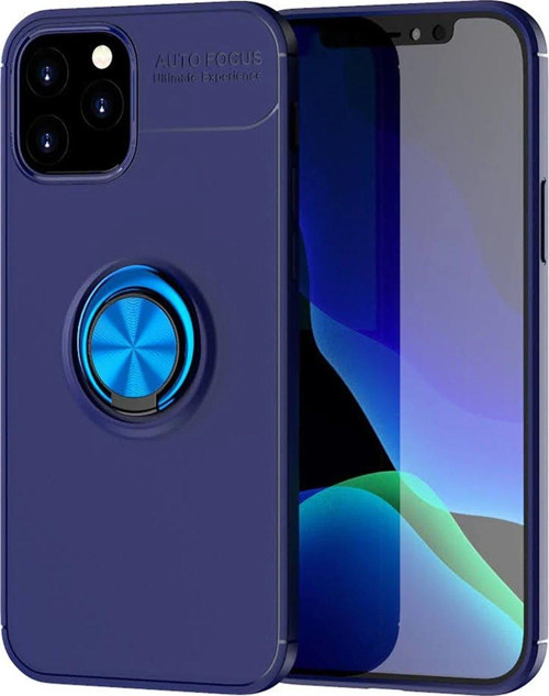 Iphone 12 Kılıf Range Yüzüklü Silikon - Mavi-(5796)
