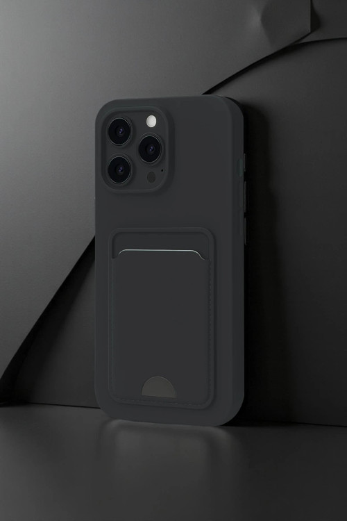 Iphone 16 Kılıf Kelvin Kartvizitli Silikon - Siyah-(5796)